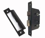 Mat Black Reversible Bathroom Sash or Mortice Lock 64mm - 2-1/2" (JL450BL) 